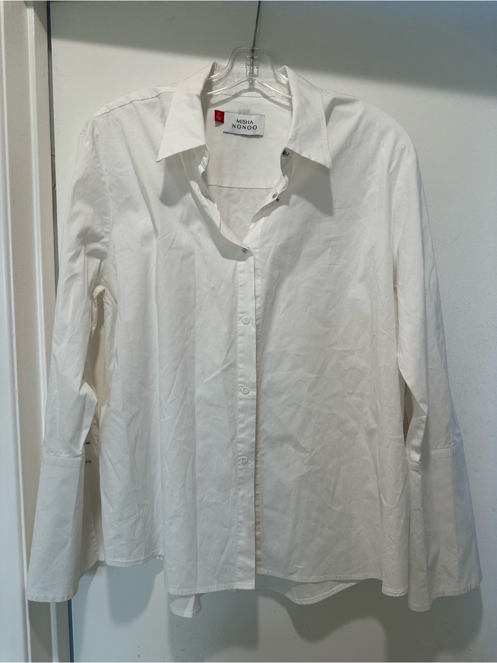 Misha Nonoo Husband Shirt Stud Buttons French Cuffs White Long Sleeve Size XL